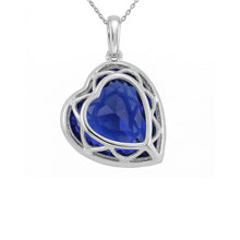 Afbeelding in Gallery-weergave laden, Halo Hart Donkerblauwe Saffier & Ronde IGI GECERTIFICEERDE Diamanten Hanger 9 Karaat