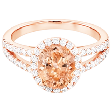 Afbeelding in Gallery-weergave laden, Halo Morganite en Natuurlijke echte diamanten ( niet in een laboratorium gekweekt ) 21 kt ring rosé goud 14k