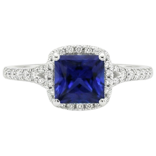 Afbeelding in Gallery-weergave laden, Gekleurde Steen Ring 14K Witgoud met Royal Blue Saffier – hoekaanzicht