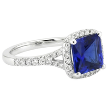 Afbeelding in Gallery-weergave laden, Royal Blue Saffier Gekleurde Steen Ring 5 karaat 14K Witgoud – profielaanzicht