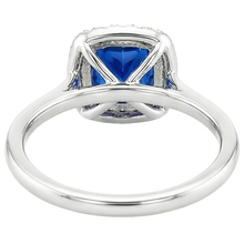 Afbeelding in Gallery-weergave laden, Halo Natuurlijke echte diamanten ( niet in een laboratorium gekweekt ) verlovingsring Prong Set blauwe saffier goud 2,75 karaat