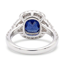 Afbeelding in Gallery-weergave laden, Halo Ring Halve Maan & Ronde Diamant Saffier Edelsteen Sieraden 4 Karaat