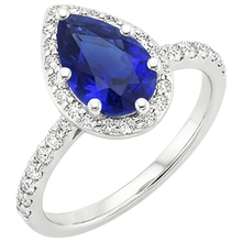 Afbeelding in Gallery-weergave laden, Halo Ring Witgoud 14K Peer Ceylon Saffier & Diamanten 3,75 Karaat
