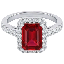 Afbeelding in Gallery-weergave laden, Halo Rode Robijn Met Diamanten 4,45 Karaat Ring Wit Goud 14K Nieuw