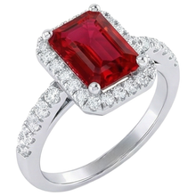 Afbeelding in Gallery-weergave laden, Halo Rode Robijn Met Diamanten 4,45 Karaat Ring Wit Goud 14K Nieuw