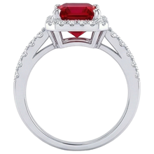 Afbeelding in Gallery-weergave laden, Halo Rode Robijn Met Diamanten 4,45 Karaat Ring Wit Goud 14K Nieuw