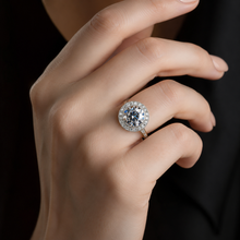 Afbeelding in Gallery-weergave laden, Halo Ronde Oud Mijn Slijpsel Natuurlijke Echte Diamanten (Niet Labgekweekt) Ring met Kastzetting 5.50 Karaat Sieraden
