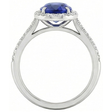 Afbeelding in Gallery-weergave laden, Gekleurde Steen Ring 14K Witgoud met Blauwe Saffier – profielaanzicht