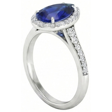 Afbeelding in Gallery-weergave laden, Blauwe Saffier Gekleurde Steen Ring 2,50 karaat 14K Witgoud – hoekaanzicht