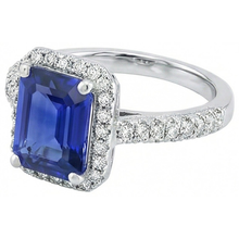Afbeelding in Gallery-weergave laden, echte round saffier 4karaat ring close-up detail