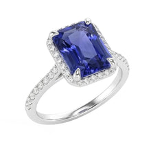 Afbeelding in Gallery-weergave laden, echte round saffier 4.50karaat ring profielweergave