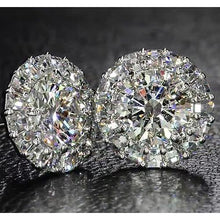 Afbeelding in Gallery-weergave laden, Halo-Stijl Echt Diamanten Oorknopjes 6 Karaat Witgoud 14K Sieraden