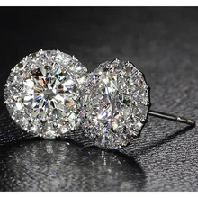 Afbeelding in Gallery-weergave laden, Halo-Stijl Echt Diamanten Oorknopjes 6 Karaat Witgoud 14K Sieraden
