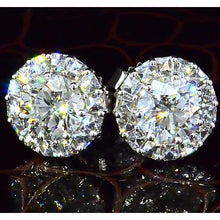 Afbeelding in Gallery-weergave laden, Halo-Stijl Ronde Echt Diamanten Oorknopjes 3,50 Karaat Witgoud 14K