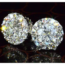 Afbeelding in Gallery-weergave laden, Halo-Stijl Ronde Echt Diamanten Oorknopjes 3,50 Karaat Witgoud 14K