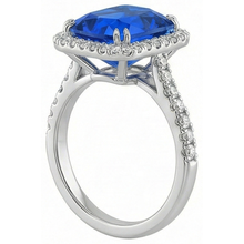 Afbeelding in Gallery-weergave laden, Halo Stralende Saffier Ring Dubbele Prong Diamanten 5,50 Karaat