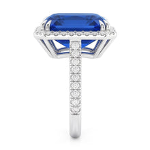 Afbeelding in Gallery-weergave laden, Halo Stralende Saffier Ring Dubbele Prong Diamanten 5,50 Karaat