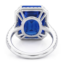 Afbeelding in Gallery-weergave laden, Halo Stralende Saffier Ring Dubbele Prong Diamanten 5,50 Karaat