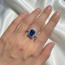 Afbeelding in Gallery-weergave laden, Halo Stralende Saffier Ring Dubbele Prong Diamanten 5,50 Karaat