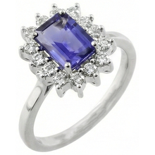 Afbeelding in Gallery-weergave laden, Halo Tanzaniet en Natuurlijke echte diamanten ( niet in een laboratorium gekweekt ) 6.35 karaat ring wit goud 14K