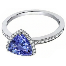 Afbeelding in Gallery-weergave laden, Halo Triljoen Tanzanite AAA en ronde Natuurlijke echte diamanten ( niet in een laboratorium gekweekt ) ring 4 karaat