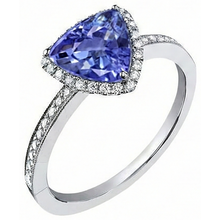 Afbeelding in Gallery-weergave laden, Halo Triljoen Tanzanite AAA en ronde Natuurlijke echte diamanten ( niet in een laboratorium gekweekt ) ring 4 karaat