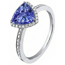 Afbeelding in Gallery-weergave laden, Halo Triljoen Tanzanite AAA en ronde Natuurlijke echte diamanten ( niet in een laboratorium gekweekt ) ring 4 karaat