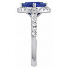 Afbeelding in Gallery-weergave laden, Halo Trillion Diamond Deep Blue Sapphire Ring 2 karaats sieraden goud