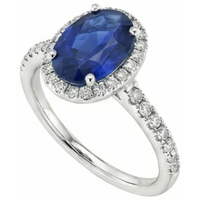Afbeelding in Gallery-weergave laden, Halo blauwe saffier en Natuurlijke echte diamanten ( niet in een laboratorium gekweekt ) verlovingsring 2.25 karaat goud 14K