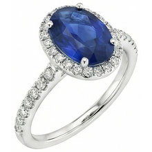 Afbeelding in Gallery-weergave laden, Halo blauwe saffier en Natuurlijke echte diamanten ( niet in een laboratorium gekweekt ) verlovingsring 2.25 karaat goud 14K