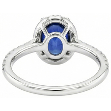 Afbeelding in Gallery-weergave laden, Halo blauwe saffier en Natuurlijke echte diamanten ( niet in een laboratorium gekweekt ) verlovingsring 2.25 karaat goud 14K