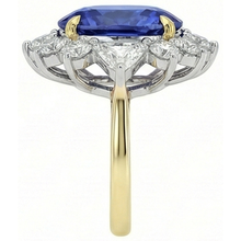 Afbeelding in Gallery-weergave laden, echte round saffier 4.25karaat ring bovenaanzicht