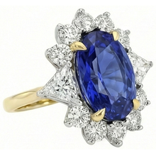 Afbeelding in Gallery-weergave laden, echte round saffier 4.25karaat ring close-up detail