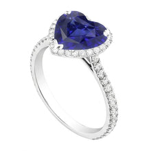 Afbeelding in Gallery-weergave laden, Halo hart Ceylon saffier verlovingsring 4.50 karaat Natuurlijke echte diamant ( niet in het laboratorium gekweekt )en sieraden