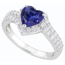 Afbeelding in Gallery-weergave laden, Halo hart natuurlijke blauwe saffier ring 4 karaat Natuurlijke echte diamant ( niet in het laboratorium gekweekt )en