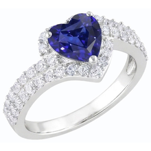 Afbeelding in Gallery-weergave laden, Halo hart natuurlijke blauwe saffier ring 4 karaat Natuurlijke echte diamant ( niet in het laboratorium gekweekt )en