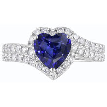 Afbeelding in Gallery-weergave laden, Halo hart natuurlijke blauwe saffier ring 4 karaat Natuurlijke echte diamant ( niet in het laboratorium gekweekt )en