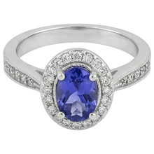 Afbeelding in Gallery-weergave laden, Halo ovaal 10,25 karaat tanzaniet & Natuurlijke echte diamanten ( niet in een laboratorium gekweekt ) ring wit goud 14k