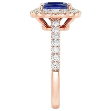 Afbeelding in Gallery-weergave laden, Halo Ronde Natuurlijke uit de aarde gewonnen Diamanten Ring Bloem Stijl Prinses Blauwe Saffier 7 Karaat