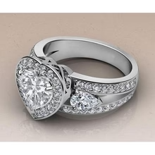 Afbeelding in Gallery-weergave laden, Halo Echt Diamond Three Stone Style Trouwring Goud 14K