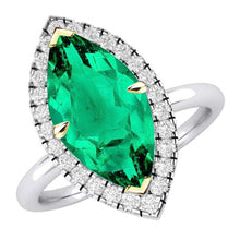 Afbeelding in Gallery-weergave laden, Gekleurde Steen Ring Bicolor 14K Goud met Colombiaanse Smaragd – hoofdaanzicht