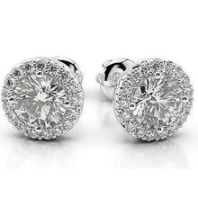Afbeelding in Gallery-weergave laden, Halo Oorbellen Met Natuurlijk Diamanten Stud 4 Karaat Wit Goud 14K Vrouwen Sieraden