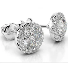 Afbeelding in Gallery-weergave laden, Halo Oorbellen Met Natuurlijk Diamanten Stud 4 Karaat Wit Goud 14K Vrouwen Sieraden