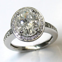 Afbeelding in Gallery-weergave laden, Halo Ovale Echt Diamanten Verlovingsring 3 Karaat