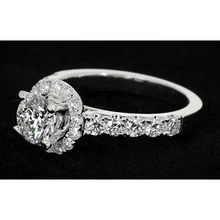 Afbeelding in Gallery-weergave laden, Halo Ronde Echt Diamanten Verlovingsring 2 Karaat Vrouwen Sieraden