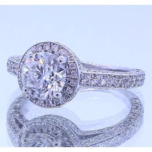 Afbeelding in Gallery-weergave laden, Halo Set Ronde Echt Diamanten Jubileumring 4 Karaat