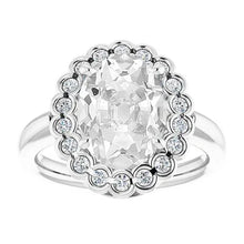 Afbeelding in Gallery-weergave laden, Halo Trouwring Ovaal Oud Geslepen Echt Diamanten Halve Bezel Set 8,50 Karaat