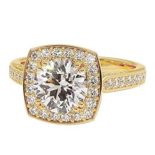 Afbeelding in Gallery-weergave laden, Halo Verlovingsring Ronde Echt Diamant 3,50 Karaat Geel Goud 14K