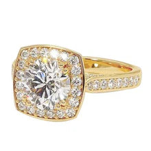 Afbeelding in Gallery-weergave laden, Halo Verlovingsring Ronde Echt Diamant 3,50 Karaat Geel Goud 14K