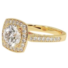 Afbeelding in Gallery-weergave laden, Halo Verlovingsring Ronde Echt Diamant 3,50 Karaat Geel Goud 14K